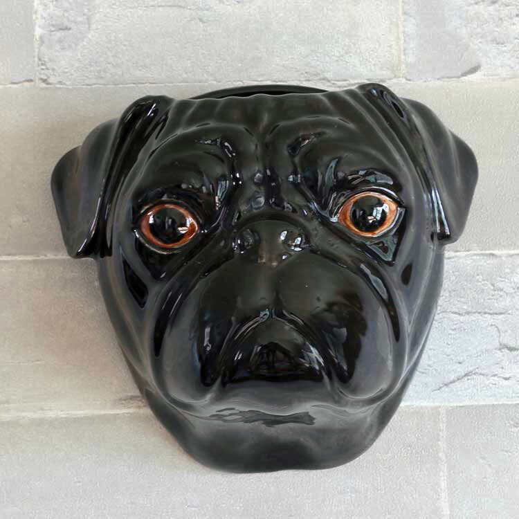 楽天市場 Pug Wall Vase Blackイギリス Quail Ceramics 動物 置物 オブジェ インテリア 磁器製 アニマルヘッド 犬 花瓶 パグ 黒 ペット ドゥナパール