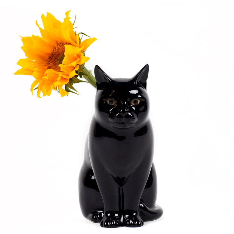 黒猫の花立てlucky Flower Vase グレートブリテンおよび北アイルランド連合王国 Quail Ceramics クウェイル セラミックス 生類 装飾品 オブジェ インテリアデコレーション 今風の ポースレン製 ネコ御好み にゃんこ Lmwtmd Com