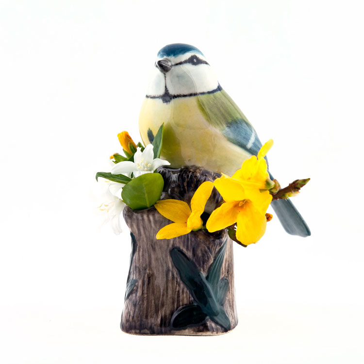 花と鳥の絵柄 陶器の一輪挿し 98f8af2d0e1e87b9a2902055400e69