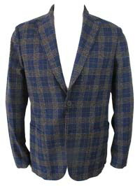 T-JACKET  ティージャケット 春夏モデル 419-42510001-523 ネイビー系◆早割50%OFF◆ イタリー製 チェック柄ジャージー ジャケット テーラード アンコン 超軽量 リモートワーク ゴルフ/ラスト1点!!Lサイズ