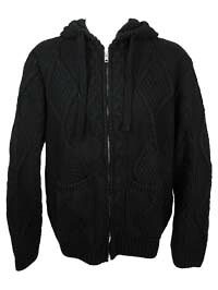 I\u0027M BRIAN /アイム ブライアン 2025秋冬新作 IB113403-NERO 黒いこと 新作30%OFF◆メンズ アラン編み物 ジップパーカー フーテッド 厚地の外套大きさ 置き目ゲージ イタリー製/L大きさ