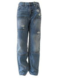 【Desigual/デシグアル】2026春夏新作 26SMDD10/5007 ブルー メンズ ステッチ デニムパンツ ウォッシュ加工 クラッシュ加工 ジーンズ ストレート/34サイズ｜Durini99（ダブルナインズ）