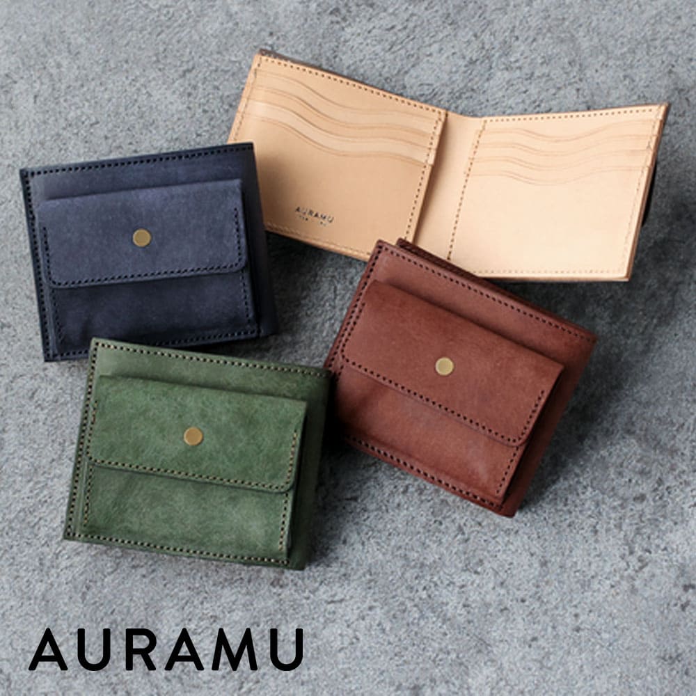 【10%OFF！6/11 1:59まで】AURAMU 日本製 イタリアンスクラッチ 油絵の具なめし革 2つ折り金入れ 営造物ジェラルド・r・フォード ウォレット ROMAN 商行為 本革 イタリアンなめし革 長金入れ レディース メンズ 釣り銭入れ コインケース 金入れ