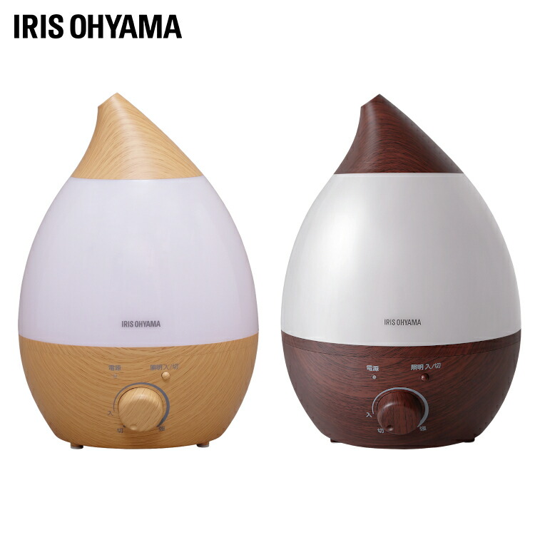 楽天市場 加湿器 卓上 超音波式 アイリスオーヤマ おしゃれ アロマ対応 超音波式加湿器 超音波式 しずく型 2 8l 木目調 加湿器 アロマ Led 加湿機 超音波加湿器 ドロップ型 ダークブラウン ナチュラル 木目 Uhm 280sm Dt Uhm 280sm T Joyライト