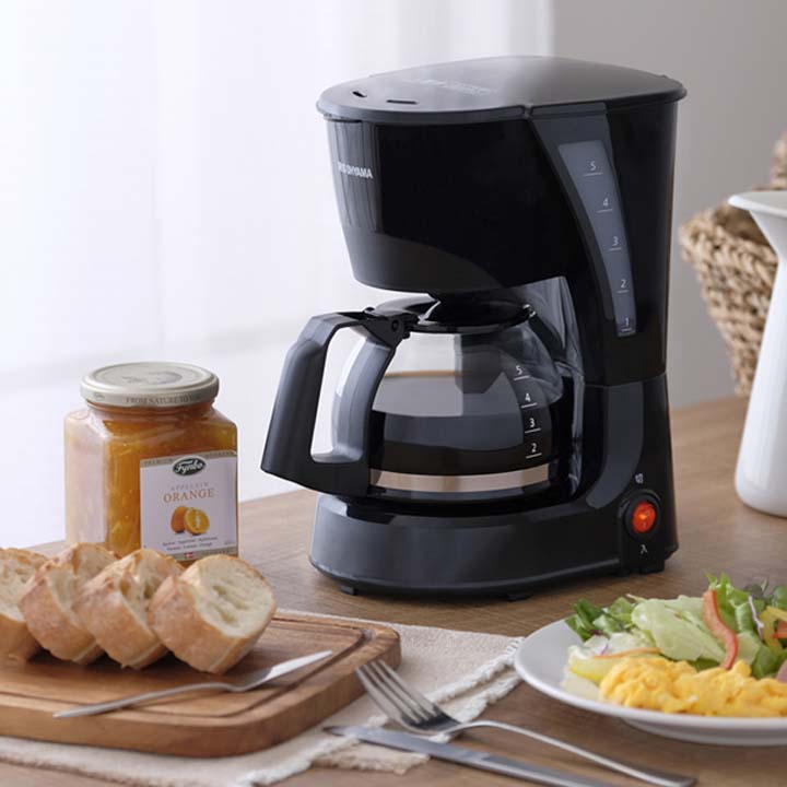 キッチン用品調理器具電動コーヒー珈琲ドリップcoffee作りたて朝食一息おいしい出来立て楽しむコーヒーメーカーブラックCMK-652-Bアイリスオーヤマ