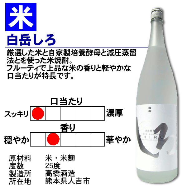 人気スポー新作 送料無料 純米焼酎 川辺 白岳しろ 25度 1.8L 1800ml ×各3本 合計6本 fucoa.cl