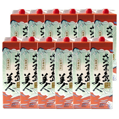 送料無料　島美人 25度 1800mlパック 12本（1.8L 2ケース） 芋焼酎