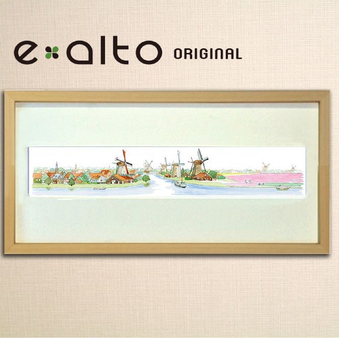 楽天市場 絵画 額縁付きキャンバスアート 風景画 アートフレーム イラストレーター 高橋宣孝 たかはしのぶたか 水彩画 イラスト 風景水彩画 北欧のイメージ エアルトアート