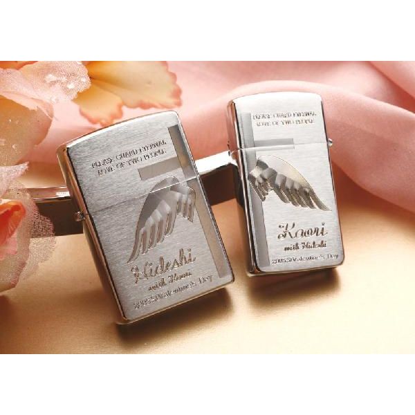 【ZIPPO　ライター】【ZIPPO　名入れ】【名入れ プレゼント】【名前入れ】【ペアZIPPO】<br>　“2人の永遠の愛を..”CrossWing