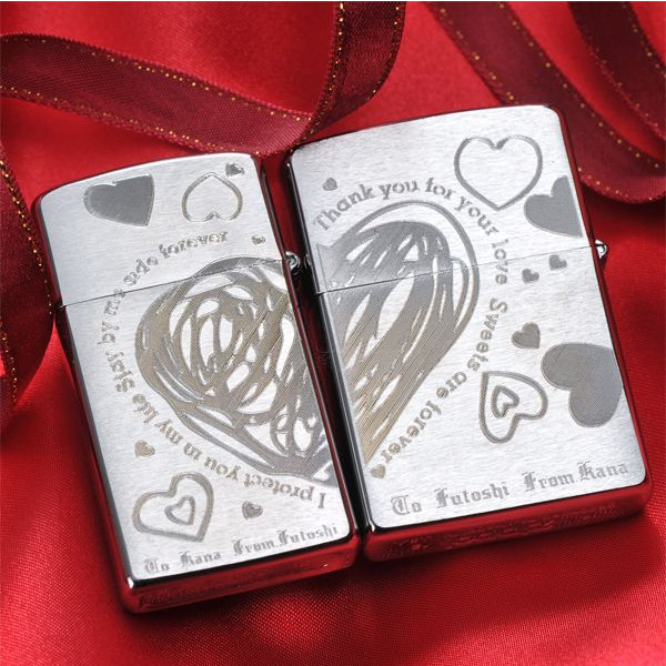 【ZIPPO　ライター】【ZIPPO　名入れ】【名入れ プレゼント】 【ペアZIPPO】　ペアZIPPO-互いに伝えるメッセージ　HEART
