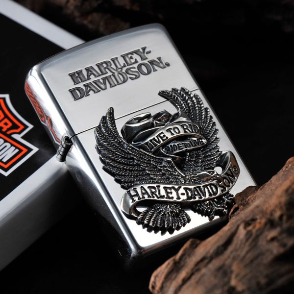【ZIPPO　ライター】【ZIPPO　名入れ】【名入れ プレゼント】 ZIPPO　ハーレーダビッドソン　ビックメタル　シルバーいぶし