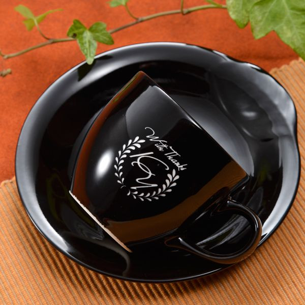 【名入れ プレゼント】 ギフト 美濃焼　天目コーヒーカップ＆ソーサーブラック ギフトBOX入り
