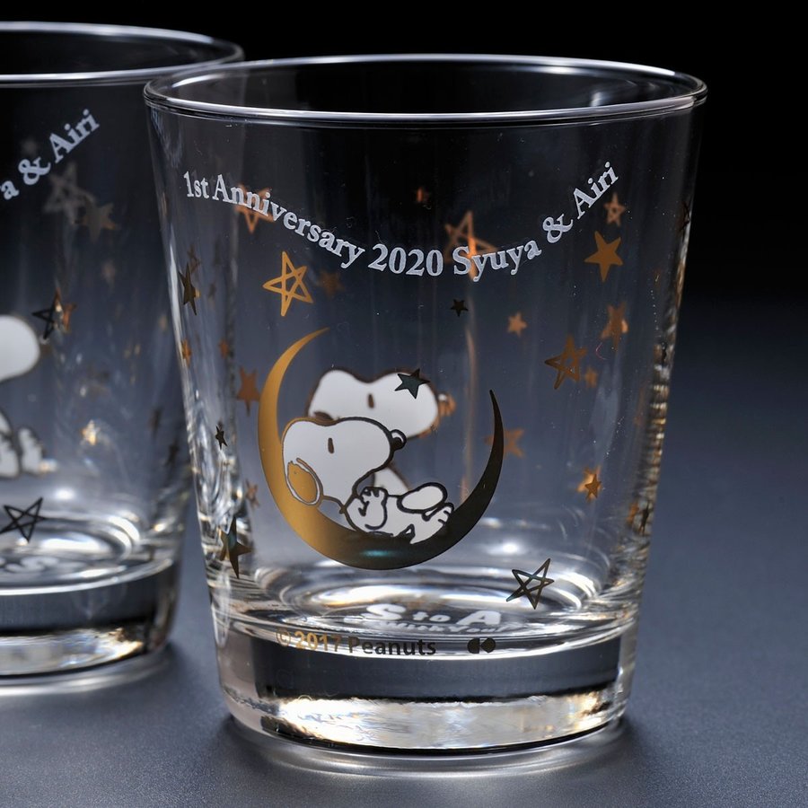 楽天市場 結婚祝 プレゼント 周年記念 ペア 名入れ Snoopy スヌーピー Peanuts Glass Star 硝子製品 グラス２点セット 名入れギフト専門 エンジェリック