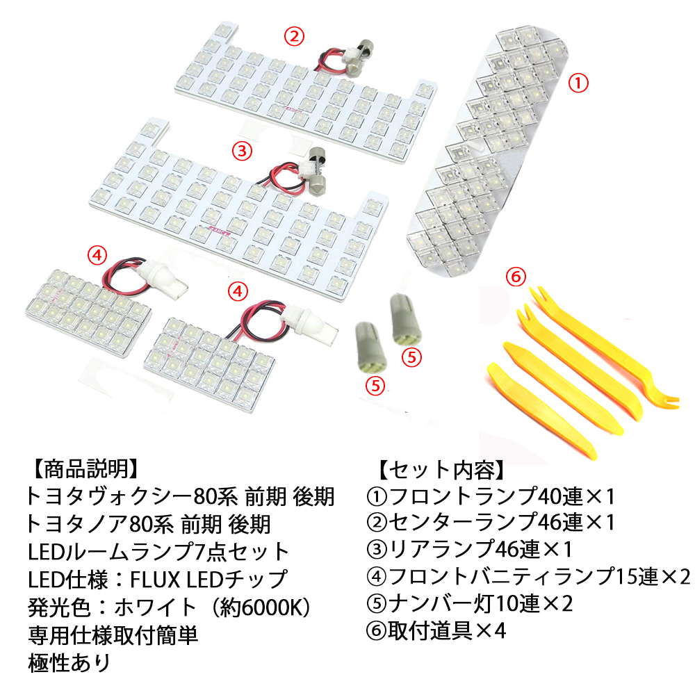 楽天市場 8 1限定 P最大12倍 ノア ヴォクシー エスクァイア 80系 Flux Ledルームランプ Zrr80 Zrr85 Zwr80 7点セット1発 Noah Voxy Esquire 専用設計 E Auto Fun