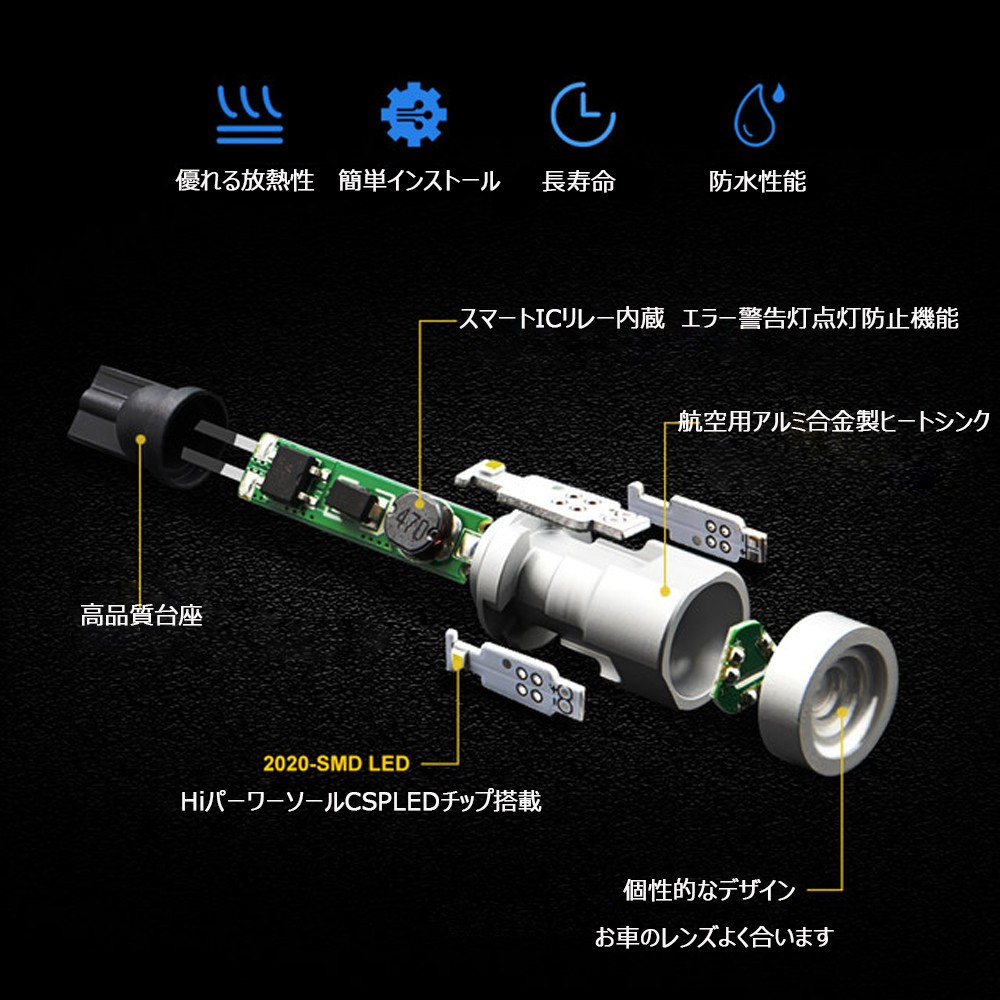 楽天市場 送料無料 T15 T16 Tシングル Tダブル S25シングル180 爆光led バックランプ ハイパワー 驚異 2400ルーメン ホワイト6500k アルミヒートシンク搭載 無極性 ハイブリッド車対応 後退灯2本set E Auto Fun