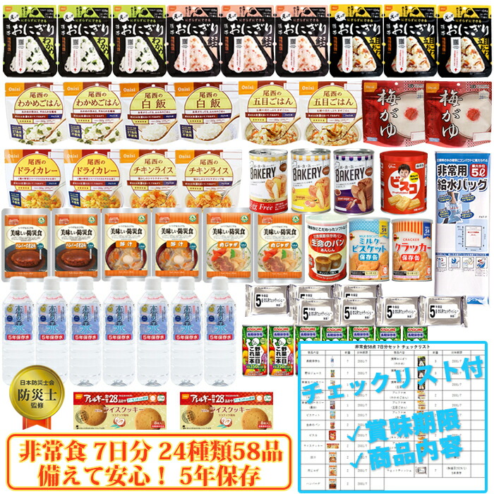 非常食 防災書き割り 水 58点書き割り 7日分 ごはん おにぎり 5年保護すること 情の籠もったティッシュ 水御徒面子 詰め替え用 取っておく用 防災グッズ 保護すること食 不仕合わせ打つ手 衝撃打つ手 防災装置 駆け込み寺グッズ 身寄り 駆け込み寺装置 難民キャンプ アウトドア わかめごはん