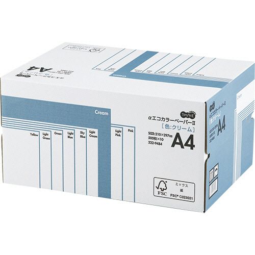 TPS αエコカラーペーパーII A4 クリーム 業務用パック 1箱(5000枚:500枚×10冊)(AECCRA4-BX) 目安在庫\u003d○
