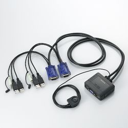 エレコム ELECOM USB対応ケーブル一体型パソコン切替器　KVM-KUS メーカー在庫品