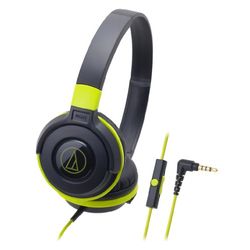 オーディオテクニカ スマートフォン用ポータブルヘッドホン ブラックグリーン(ATH-S100IS BGR) メーカー在庫品