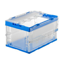 サンワサプライ SANWA SUPPLY 折りたたみコンテナ 50リットルふた付き クリア色(CNT-CV50CL) メーカー在庫品