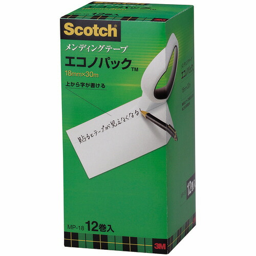 ３Ｍ スコッチ メンディングテープ エコノパック 大巻 18mm&times;30m 紙箱入 1セット(120巻:12巻&times;10)(4519001289575 x10) 目安在庫=○｜いぃべあー　店