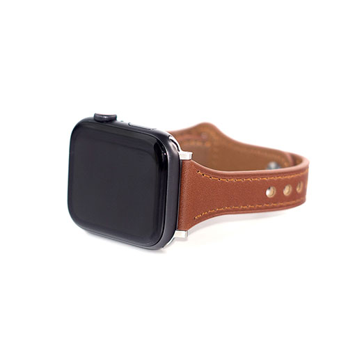 WEARPLANET Slim Line フラット本革バンド for Apple Watch 45/44/42mm メープルブラウ(WP23208AWAM) 仕入先在庫品[メール便対象商品]