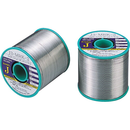 石川金属 鉛フリーやに入はんだ エバソル 無洗浄 線径0.8mm 1巻(J3MRK3-08) 目安在庫\u003d○