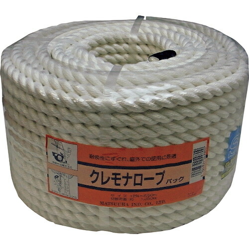 まつうらクレモナSロープ(3打ち)12mmΦ×50m丸巻パック 1巻(KMS-R1250P) 目安在庫\u003d○
