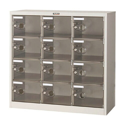 ＴＲＵＳＣＯ シューズケース 12人用 900×380×H880mm 透明 鍵付 1台(SC-12PC-L) 目安在庫\u003d○