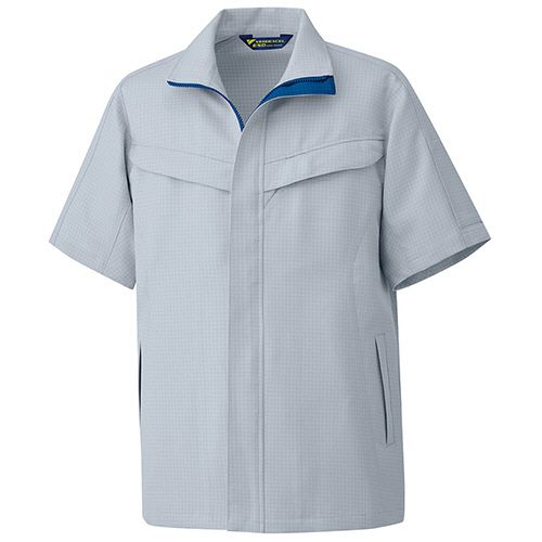 ミドリ安全 帯電防止JIS IEC対応 男女共用半袖ジャケット VEFS801 シルバーグレー S 1着(VEFS801-UE-S) 目安在庫=○｜いぃべあー　店