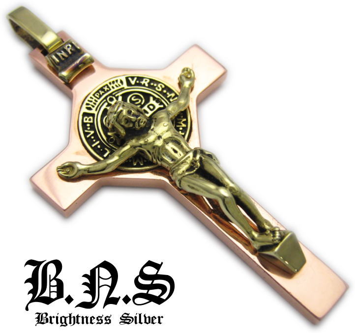 楽天市場】キリストクロスロザリオペンダント7 銅＆真鍮 十字架クロス