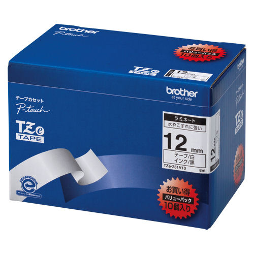 ◎ブラザー ピータッチ用テープカートリッジ お買い得バリューパック ラミネートテープ 8m(10巻入) TZe-231V10【a09839】