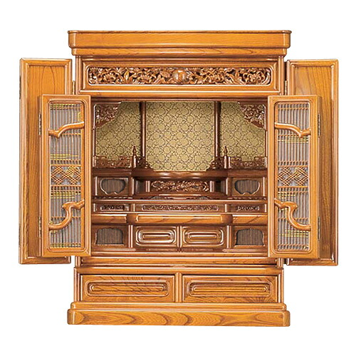 【仏壇】銘木仏壇 欅(けやき)仏壇 葵 23号 高さ71cm×巾55cm【送料無料】【お盆用品 仏具 お彼岸 日本製 国産品 小型仏壇 上置型 伝統型 仏壇 ケヤキ】|仏壇 盆提灯 数珠の仏壇屋滝田商店
