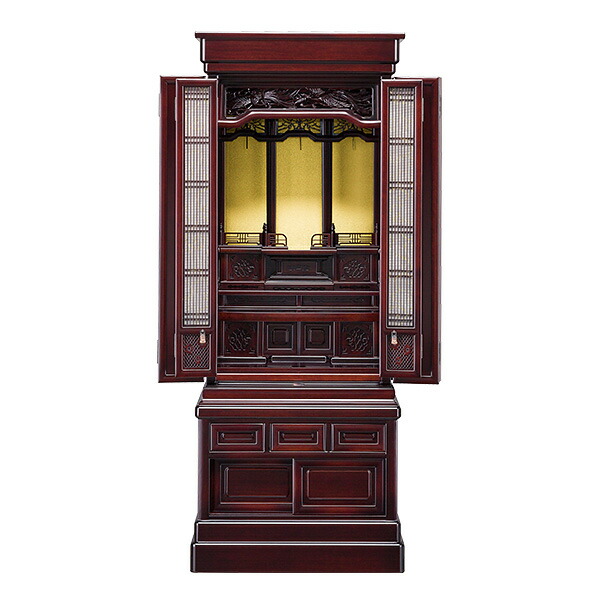 【仏壇】お買い得 紫檀仏壇 三葉46号16巾 高さ140cm×巾55cm<br>【送料無料】【お盆用品 仏具 お彼岸 日本製 国産品 唐木仏壇 台付き 伝統型 お仏壇】