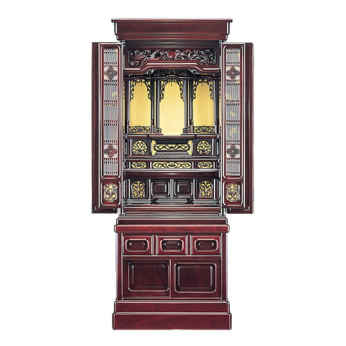 【仏壇】お買い得 紫檀仏壇 葵43号15巾 高さ130cm×巾51cm【送料無料】【お盆用品 仏具 お彼岸 日本製 国産品 唐木仏壇 台付き 伝統型 お仏壇】|仏壇 盆提灯 数珠の仏壇屋滝田商店