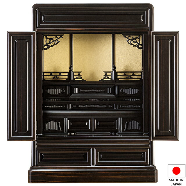 仏壇 唐木ミニ仏壇 黒檀仏壇 (No.4) 25号 高さ75.5cm×巾54.5cm【送料無料】【設置無料】【お盆用品 仏具 お彼岸 ミニ仏壇 小型仏壇 唐木仏壇 日本製 国産品 上置型 上置き型 伝統型 ミニ 小さい】|仏壇 盆提灯 数珠の仏壇屋滝田商店