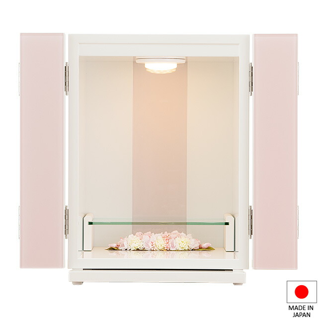 【仏壇】モダン ミニ仏壇 ミナモ 桜アレンジメントフラワー付き 上置き型 12号 高さ37.5cm×巾27cm 国産(日本製) 【送料無料】【仏壇 ミニ モダン 小さい コンパクト 白い仏壇 小型仏壇 ホワイト 洋室 和室 マンション 家具調仏壇 モダン仏壇 ミニ仏壇】