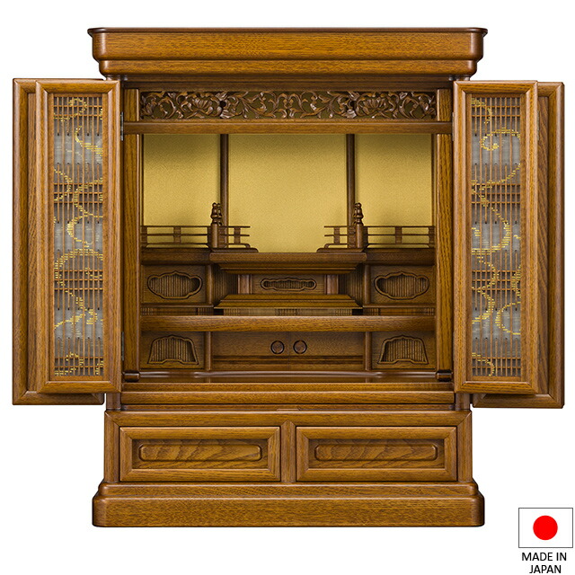 仏壇 唐木ミニ仏壇 志輪 黄肌 20号 高さ62cm×巾50.5糎 国産(日本製)\u003cBR\u003e\u003cBR\u003e【貨物輸送無料】【仏壇 ミニ たわい無い パウダーコンパクト 唐木仏壇 上置き型 小型仏壇 洋室 和室 リビング アパルトマン 言い慣わし型仏壇】