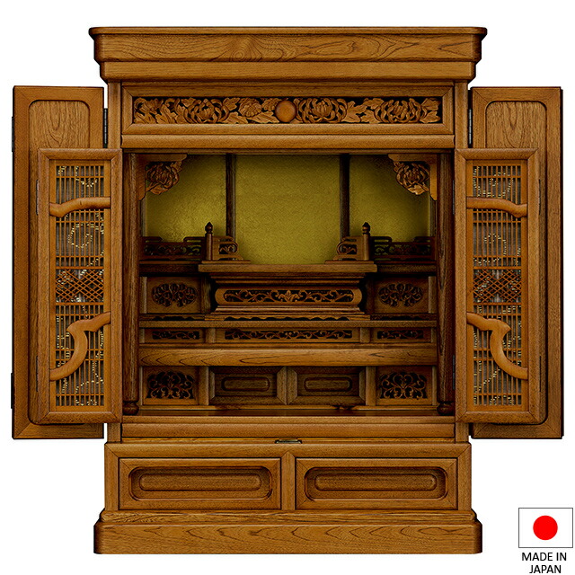 仏壇 唐木ミニ仏壇 輝 栓 28号 高さ85.5cm×巾65.5cm 国産(日本製) 【送料無料】【仏壇 ミニ 小さい コンパクト 唐木仏壇 上置き型 小型仏壇 洋室 和室 リビング マンション 伝統型仏壇】