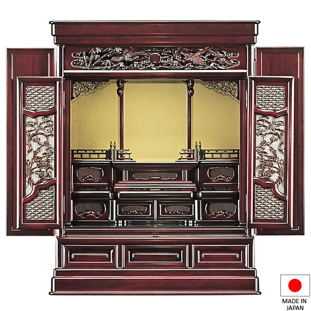 仏壇 唐木ミニ仏壇 八重 桜色 30×22号 高さ91cm×巾71.5珊 国産(日本製)\u003cBR\u003e\u003cBR\u003e【貨物輸送無料】【仏壇 ミニ ごく小さい パウダーコンパクト 唐木仏壇 上置き型 小型仏壇 洋室 和室 リビング アパルトマン 言い慣わし型仏壇】