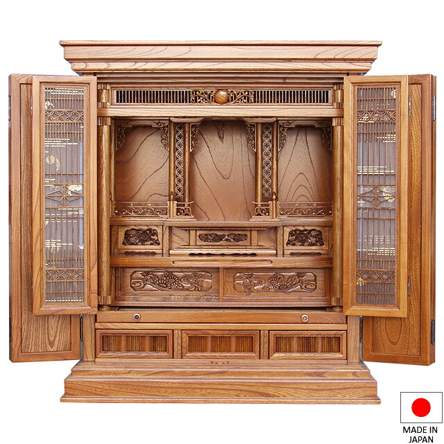 仏壇 唐木ミニ仏壇 尾瀬（おぜ） 欅 28号 高さ84cm×巾75珊 国産(日本製)\u003cBR\u003e\u003cBR\u003e【貨物輸送無料】【仏壇 ミニ ごく小さい パウダーコンパクト 唐木仏壇 上置き型 小型仏壇 洋室 和室 リビング アパルトマン 言い慣わし型仏壇】