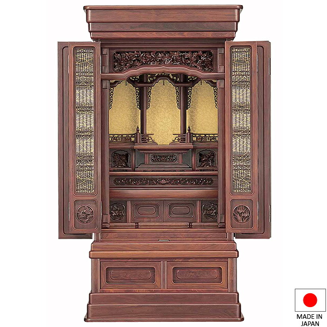 仏壇 唐木仏壇 玄武 紫檀系 40×18号 台付型(床置き) 高さ121cm×巾61.5珊 国産(日本製)\u003cBR\u003e\u003cBR\u003e【貨物輸送無料】【仏壇 仏具 練り物 和室 洋室 リビング アパルトマン 言い慣わし型仏壇】