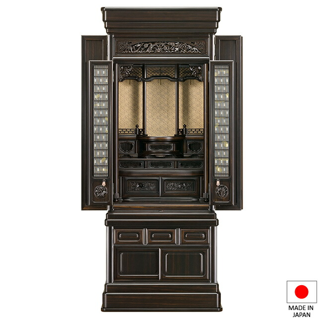 仏壇 唐木仏壇 羽衣 まっ黒 51×18号 台付型(床置き) 高さ153.5cm×巾62糎 国産(日本製)\u003cBR\u003e\u003cBR\u003e【貨物輸送無料】【仏壇 仏具 練り物 和室 洋室 リビング アパルトマン 言い慣わし型仏壇】