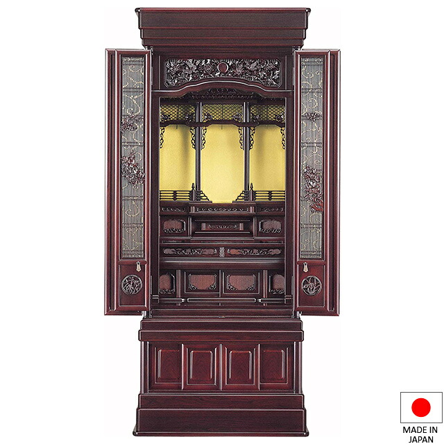 仏壇 唐木仏壇 新宝船 紫檀系 57×21号 台付型(床置き) 高さ172cm×巾71.5cm 国産(日本製) 【送料無料】【仏壇 仏具 練り物 和室 洋室 リビング マンション 伝統型仏壇】