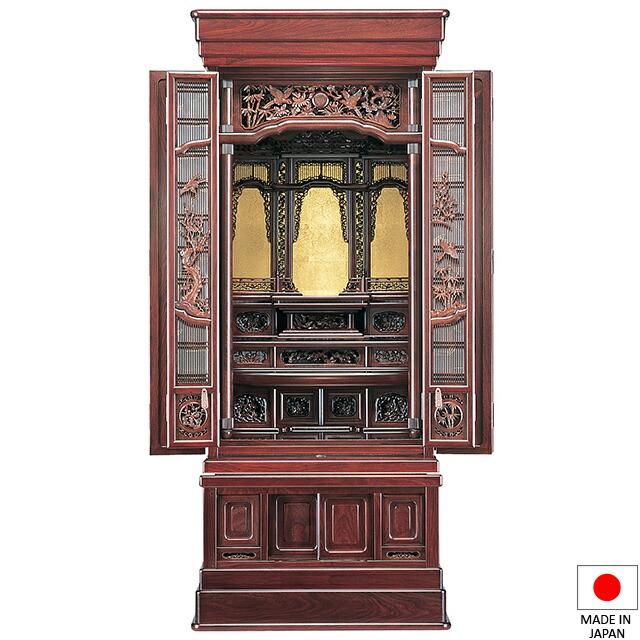 仏壇 唐木仏壇 若潮 紫檀系 57×21号 台付型(床置き) 高さ170.5cm×巾72.5珊 国産(日本製)\u003cBR\u003e\u003cBR\u003e【貨物輸送無料】【仏壇 仏具 練り物 和室 洋室 リビング アパルトマン 言い慣わし型仏壇】