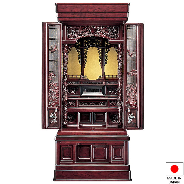 仏壇 唐木仏壇 宝輪 紫檀系 57×22号 台付型(床置き) 高さ173.5cm×巾76.5珊 国産(日本製)\u003cBR\u003e\u003cBR\u003e【貨物輸送無料】【仏壇 仏具 練り物 和室 洋室 リビング アパルトマン 言い慣わし型仏壇】