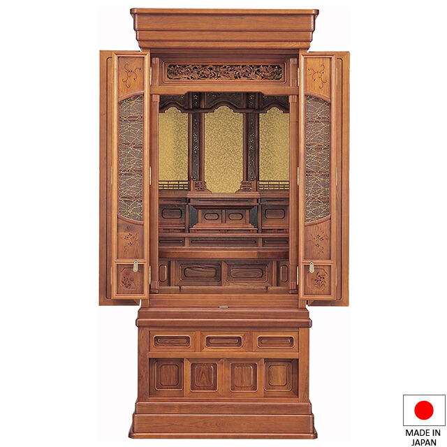 仏壇 唐木仏壇 うず潮 槐材 57×22号 台付型(床置き) 高さ172cm×巾76珊 国産(日本製)\u003cBR\u003e\u003cBR\u003e【貨物輸送無料】【仏壇 仏具 練り物 和室 洋室 リビング アパルトマン 言い慣わし型仏壇】