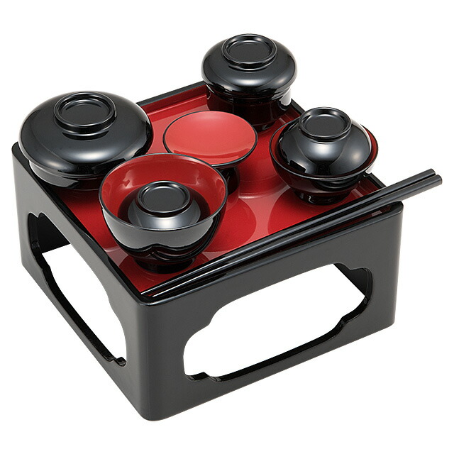 楽天市場】仏膳(霊供膳) 木製黒内朱塗り 5.5寸 巾16.6cm×高さ8.4