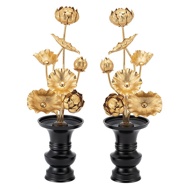 仏具　常花 楽天市場】小常花【アルミ製】4号7本立(左のみ) 金色 ( 花立