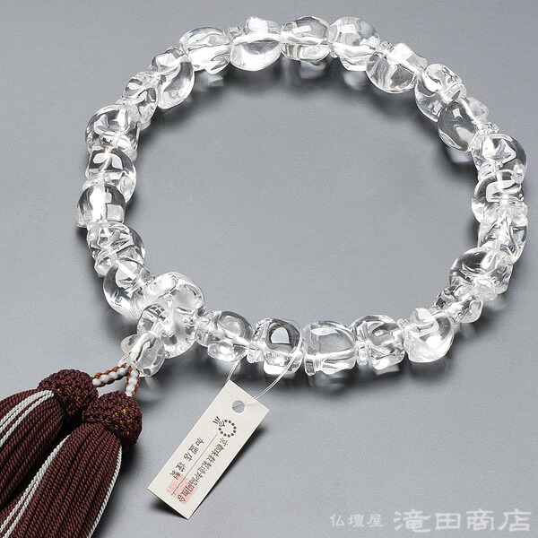 楽天市場】数珠ブレスレット 髑髏彫り（大） 本水晶【数珠